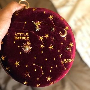 Burgundy and gold cross body purse